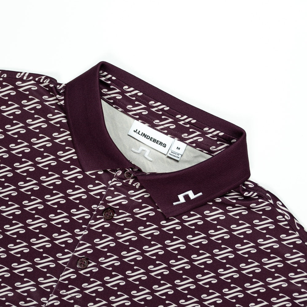 J.Lindeberg Golf Shirt - Tour Tech Print Reg. Fit - CJS Wine AW26