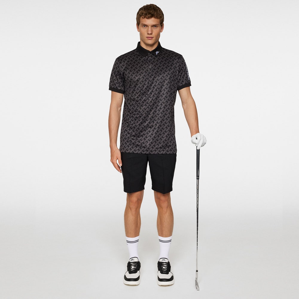 J.Lindeberg Golf Shirt - Tour Tech Print Reg. Fit - Geo Black AW25