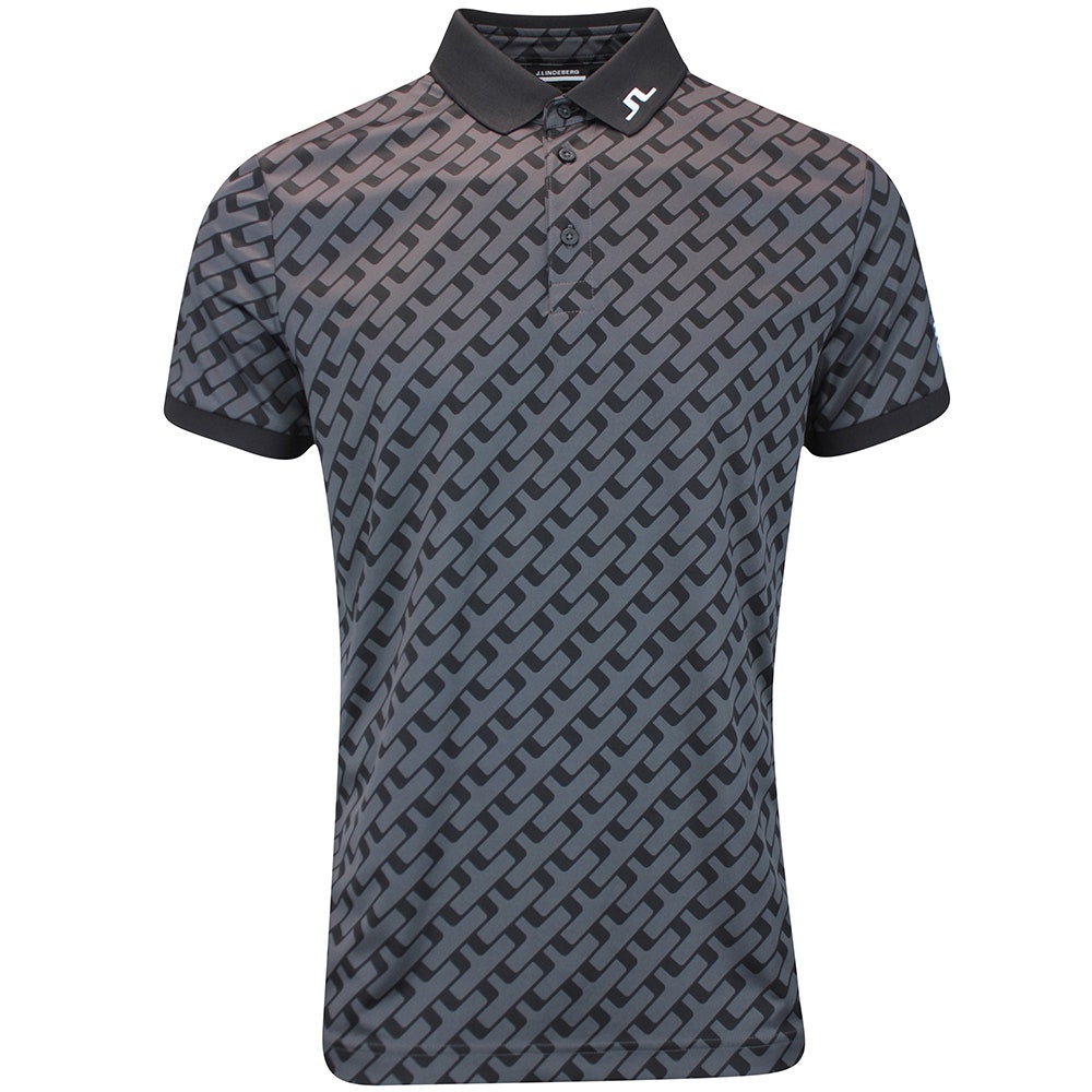 J.Lindeberg Golf Shirt - Tour Tech Print Reg. Fit - Geo Black AW25