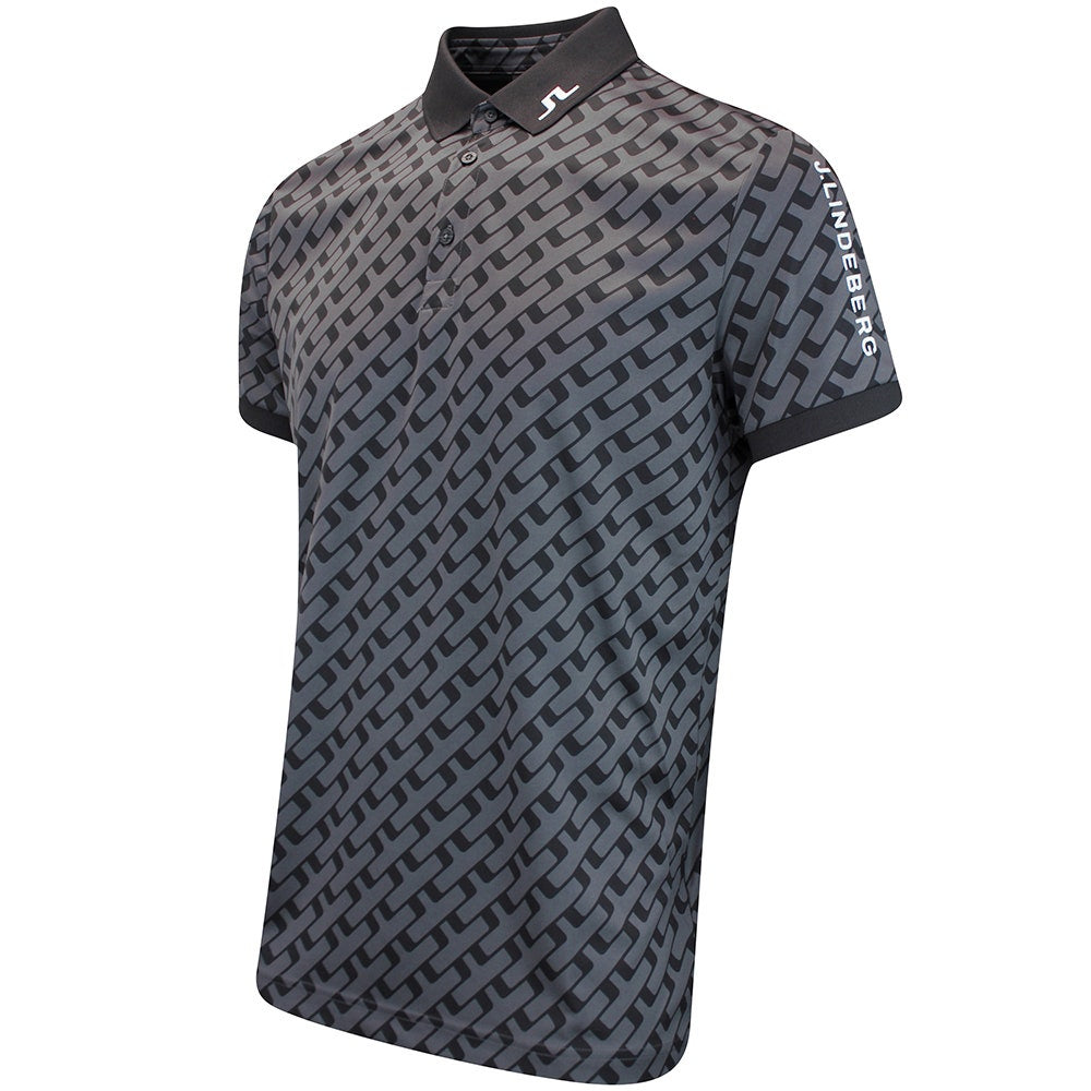 J.Lindeberg Golf Shirt - Tour Tech Print Reg. Fit - Geo Black AW25