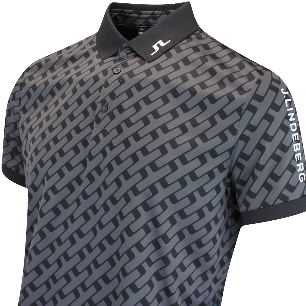 J.Lindeberg Golf Shirt - Tour Tech Print Reg. Fit - Geo Black AW25