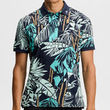 J.Lindeberg Golf Shirt - Tour Tech Print Reg. Fit - Grove Navy SH26
