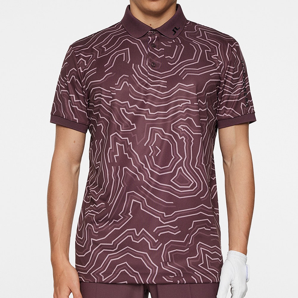 J.Lindeberg Golf Shirt - Tour Tech Print Reg. Fit - Huckleberry AW25