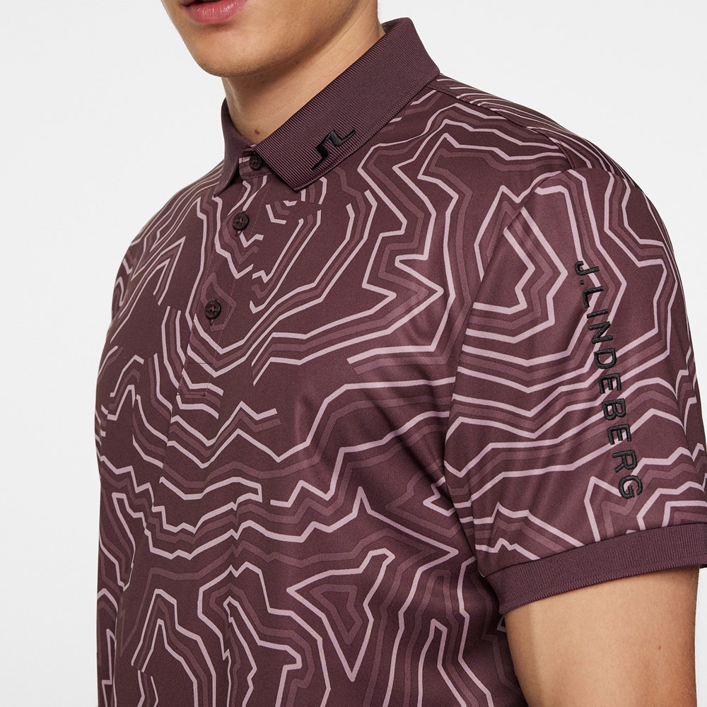 J.Lindeberg Golf Shirt - Tour Tech Print Reg. Fit - Huckleberry AW25