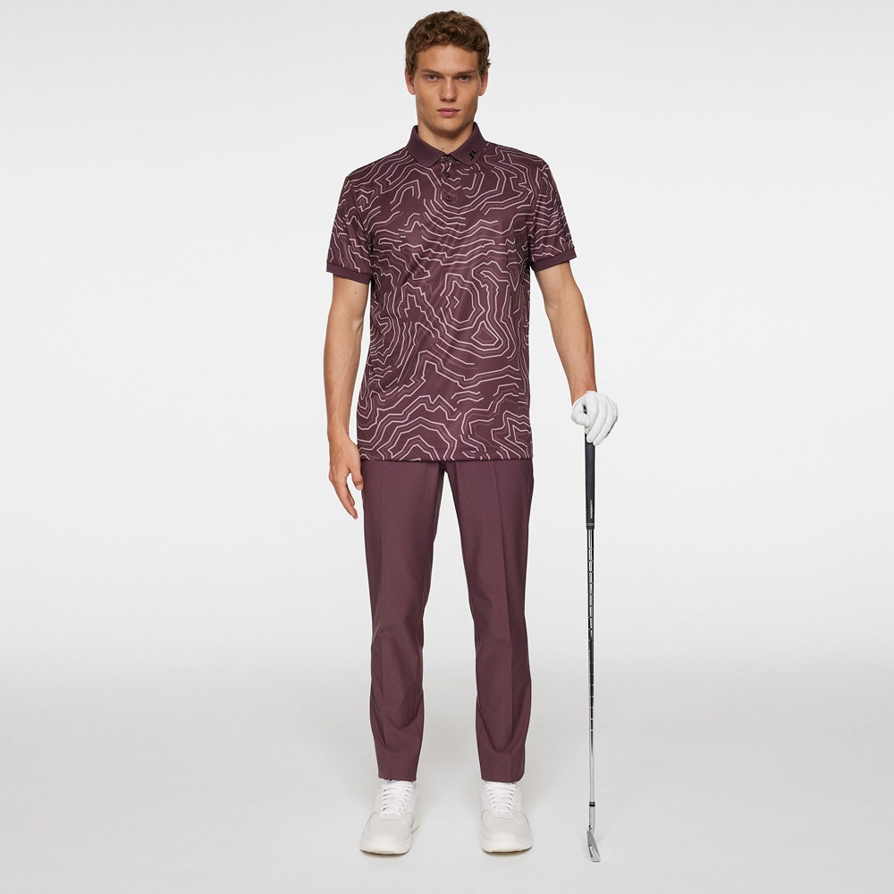 J.Lindeberg Golf Shirt - Tour Tech Print Reg. Fit - Huckleberry AW25