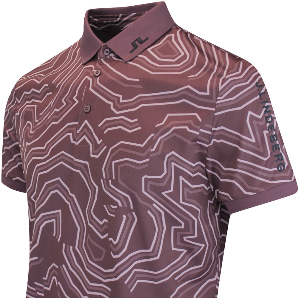 J.Lindeberg Golf Shirt - Tour Tech Print Reg. Fit - Huckleberry AW25