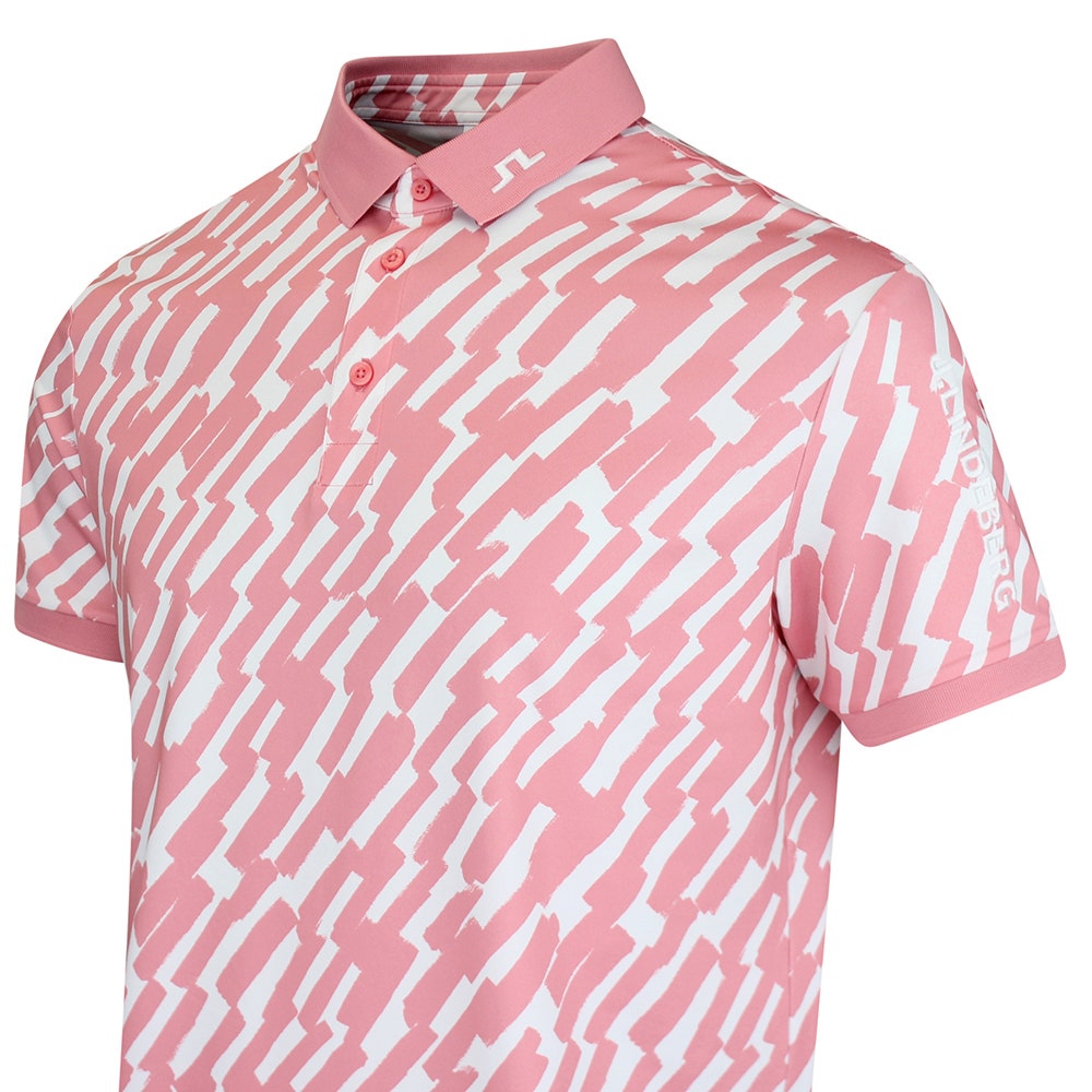 J.Lindeberg Golf Shirt - Tour Tech Print Reg. Fit - Oak Flamingo SS26