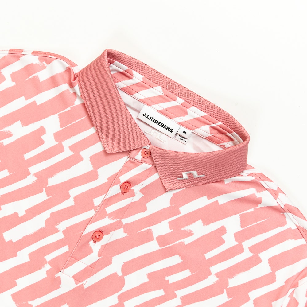 J.Lindeberg Golf Shirt - Tour Tech Print Reg. Fit - Oak Flamingo SS26