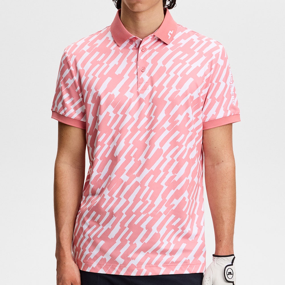 J.Lindeberg Golf Shirt - Tour Tech Print Reg. Fit - Oak Flamingo SS26