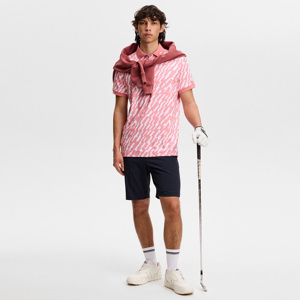 J.Lindeberg Golf Shirt - Tour Tech Print Reg. Fit - Oak Flamingo SS26