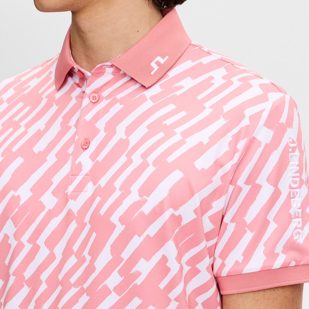 J.Lindeberg Golf Shirt - Tour Tech Print Reg. Fit - Oak Flamingo SS26