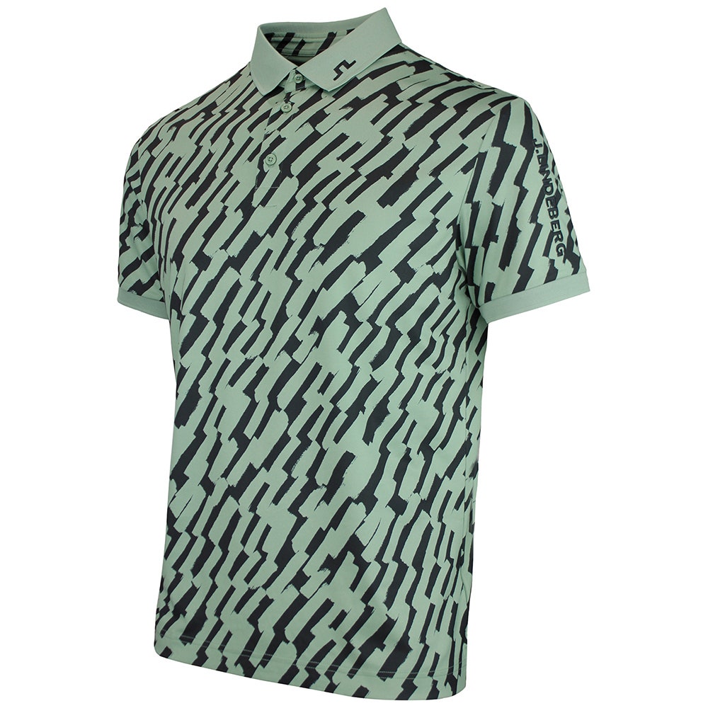 J.Lindeberg Golf Shirt - Tour Tech Print Reg. Fit - Oak Green SS26