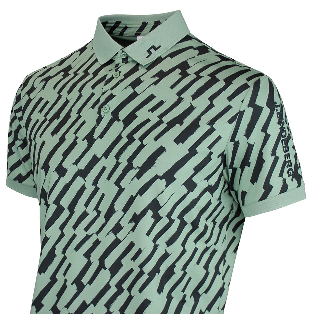 J.Lindeberg Golf Shirt - Tour Tech Print Reg. Fit - Oak Green SS26