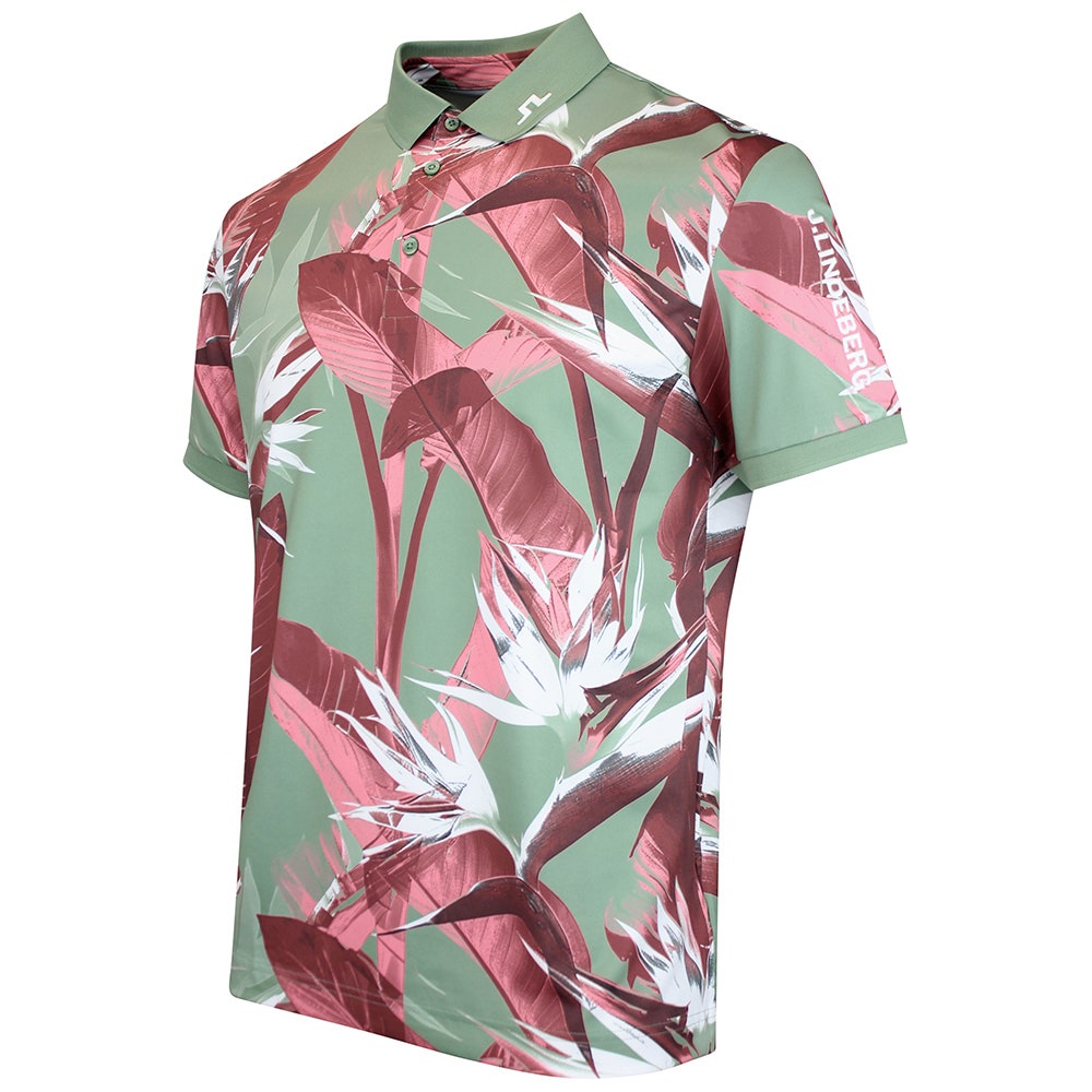 J.Lindeberg Golf Shirt - Tour Tech Print Reg. Fit - P. Green SS26