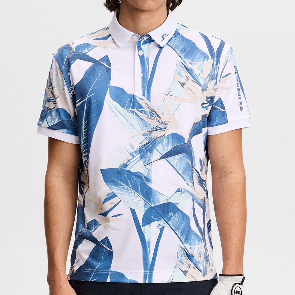 J.Lindeberg Golf Shirt - Tour Tech Print Reg. Fit - P. Skylight SS26
