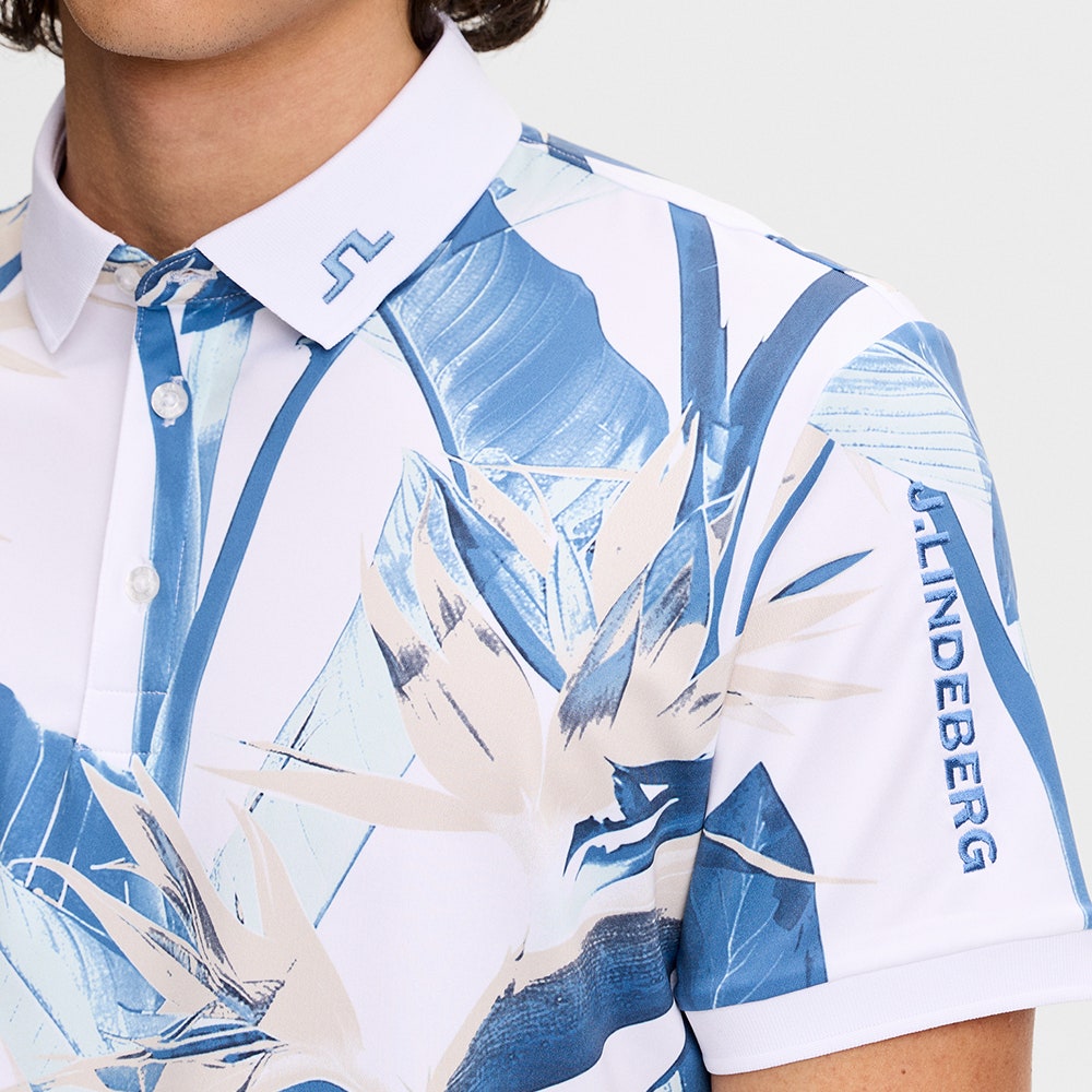 J.Lindeberg Golf Shirt - Tour Tech Print Reg. Fit - P. Skylight SS26