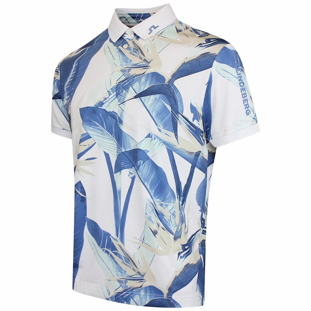J.Lindeberg Golf Shirt - Tour Tech Print Reg. Fit - P. Skylight SS26