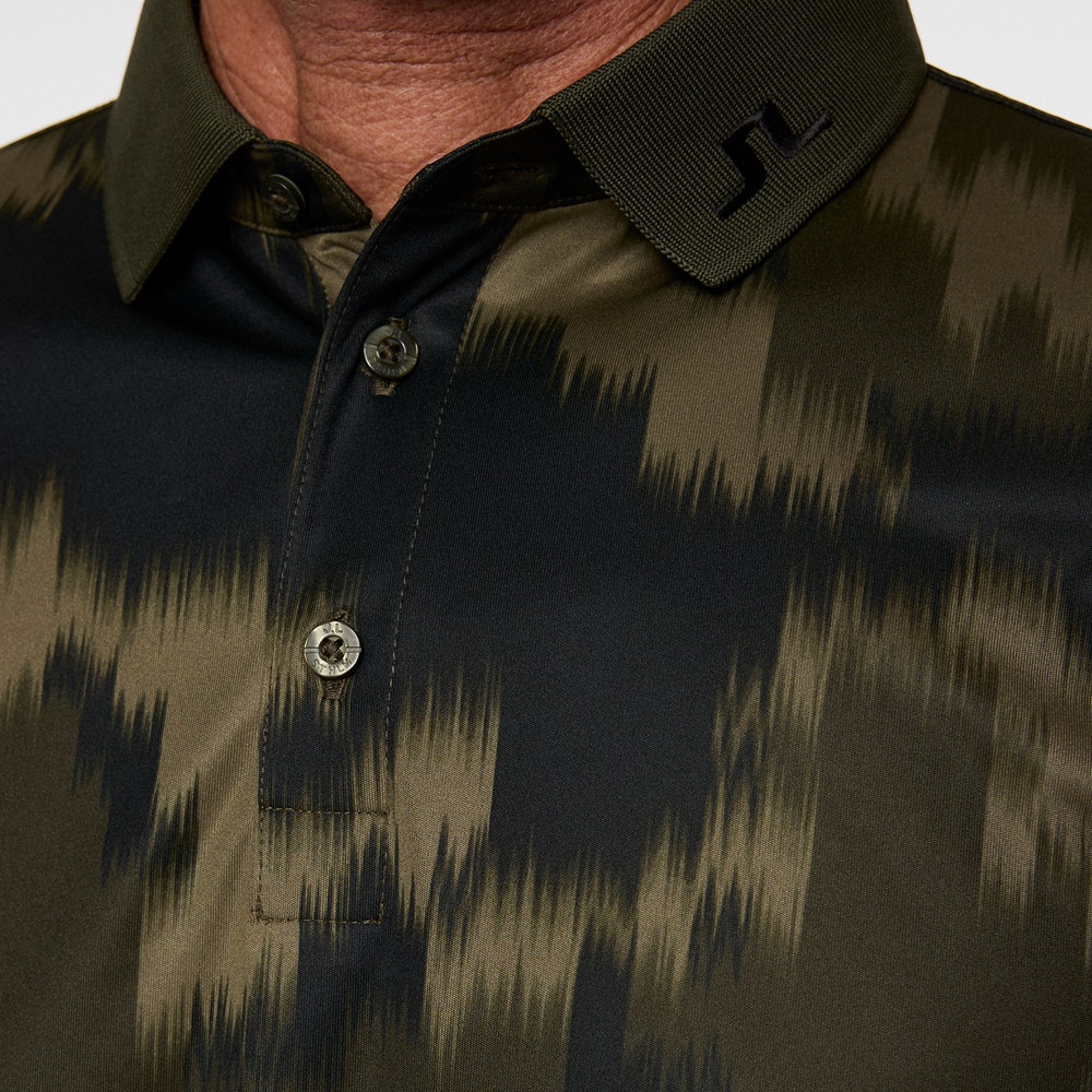 J.Lindeberg Golf Shirt - Tour Tech Print Reg. Fit - Warp Forest AW25