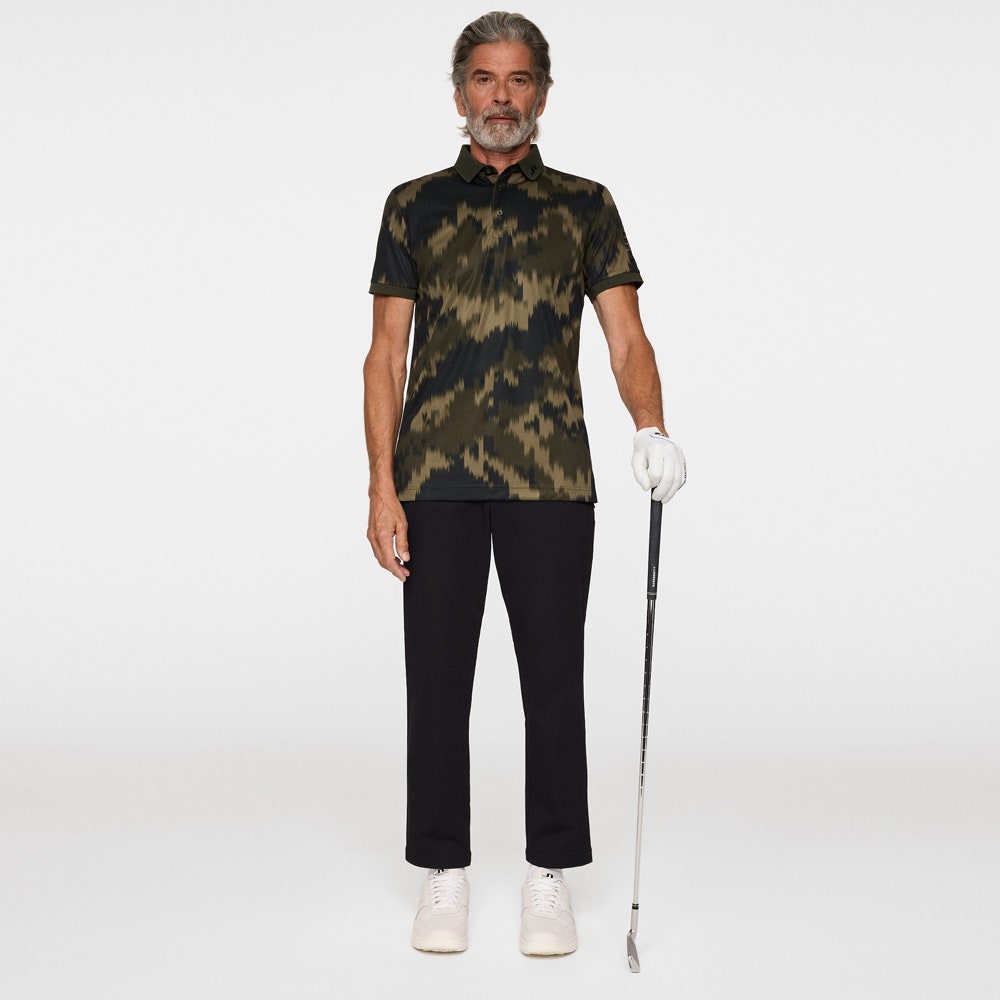 J.Lindeberg Golf Shirt - Tour Tech Print Reg. Fit - Warp Forest AW25