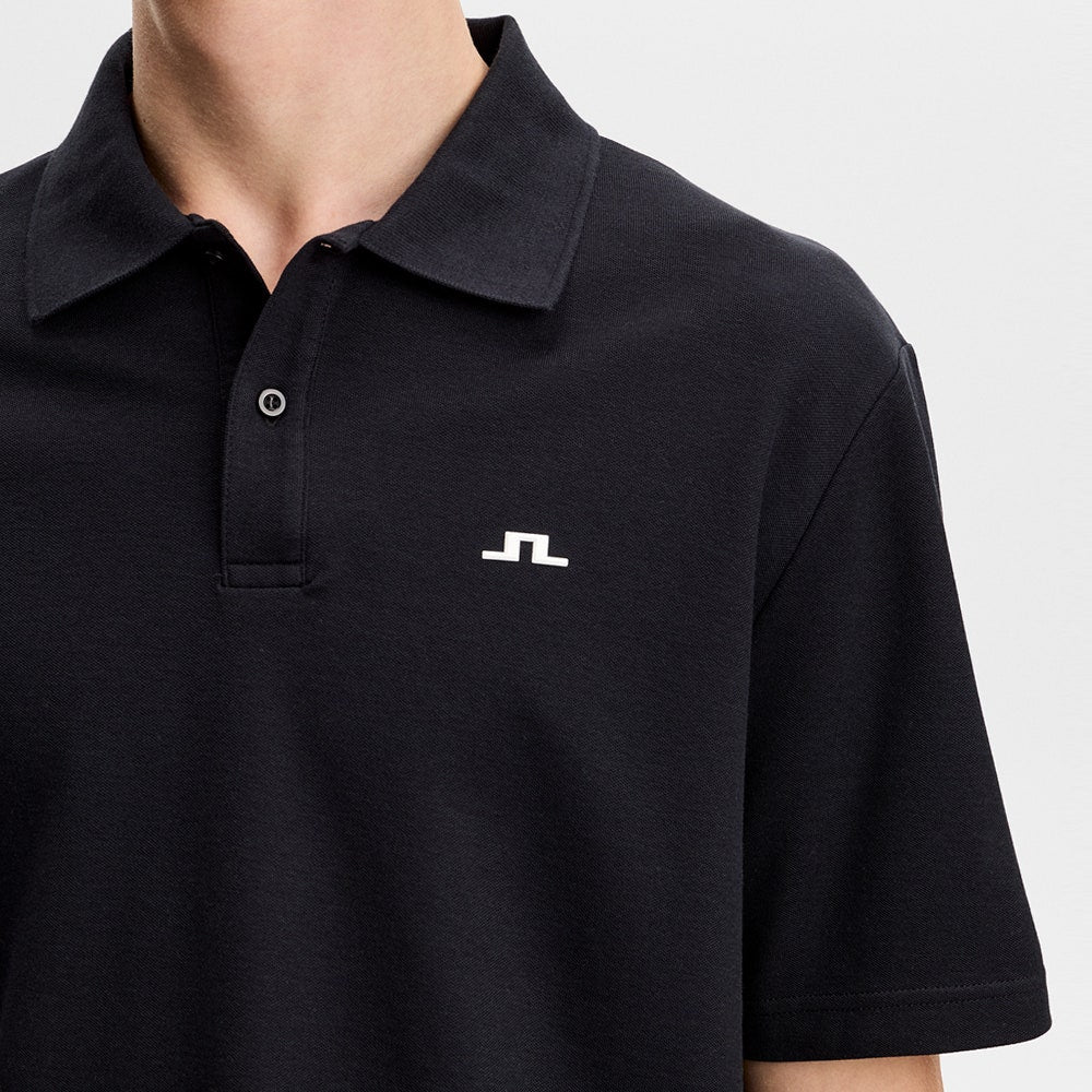 J.Lindeberg Golf Shirt - Trond Regular Fit Pique - Black SS26