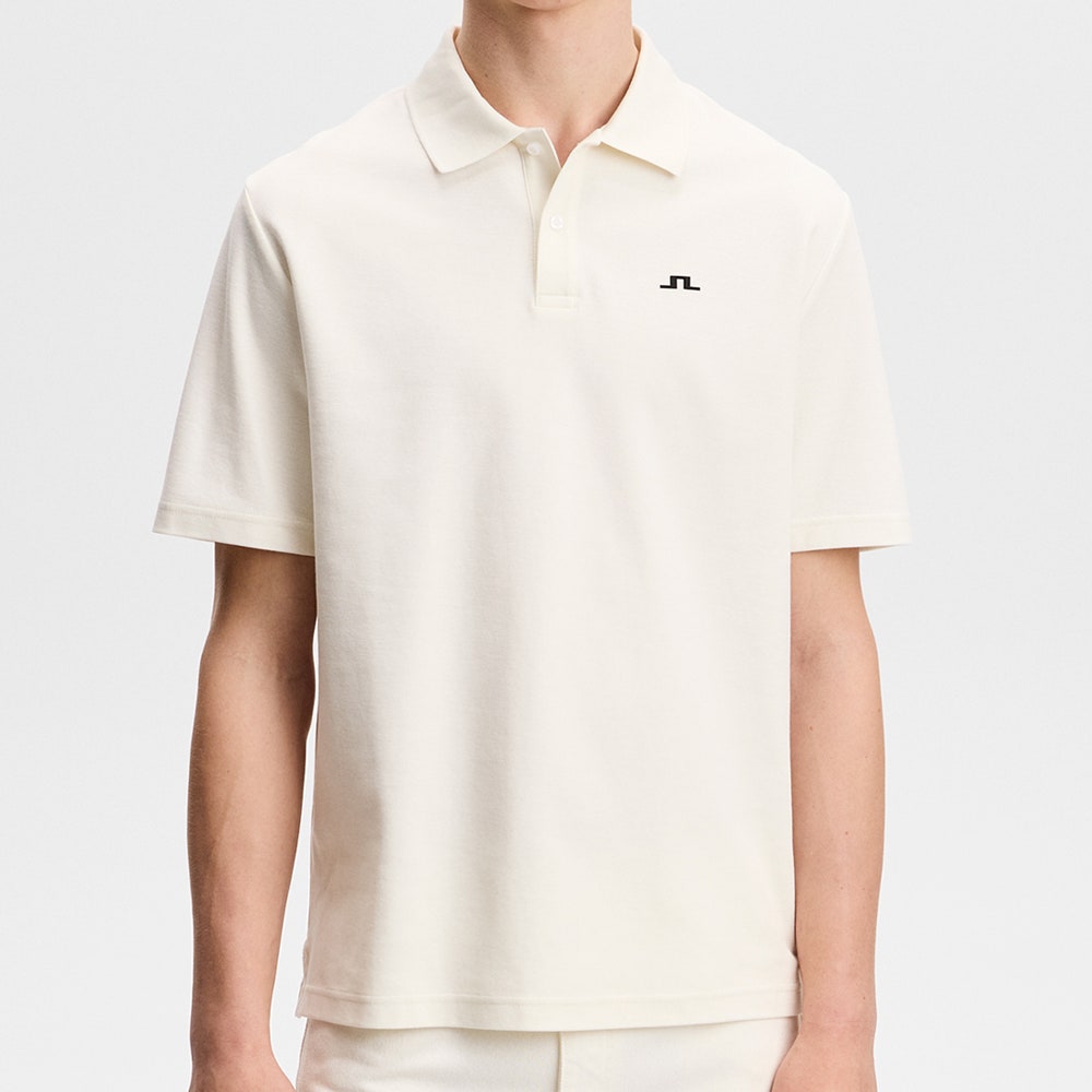 J.Lindeberg Golf Shirt - Trond Regular Fit Pique - Warm White SS26