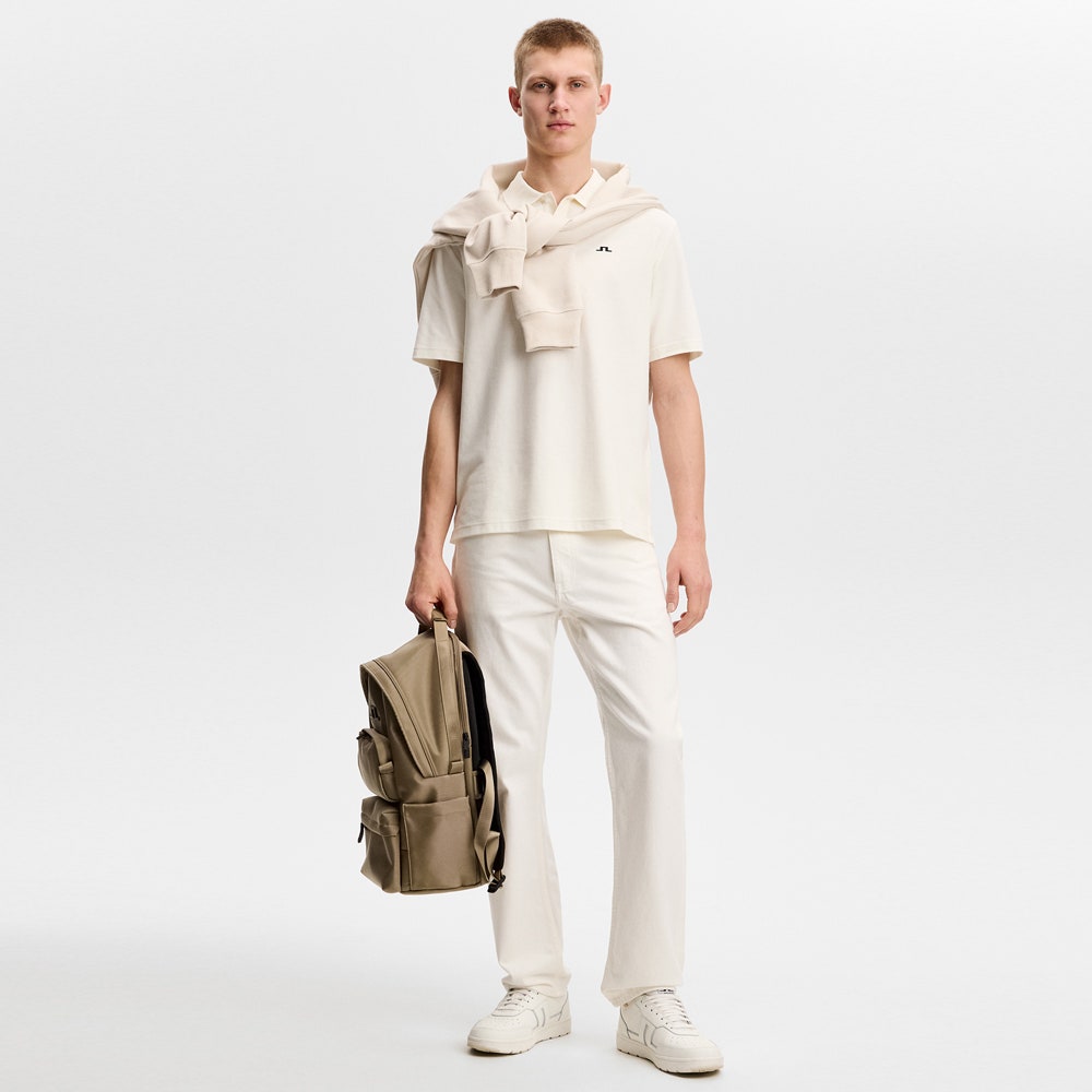 J.Lindeberg Golf Shirt - Trond Regular Fit Pique - Warm White SS26