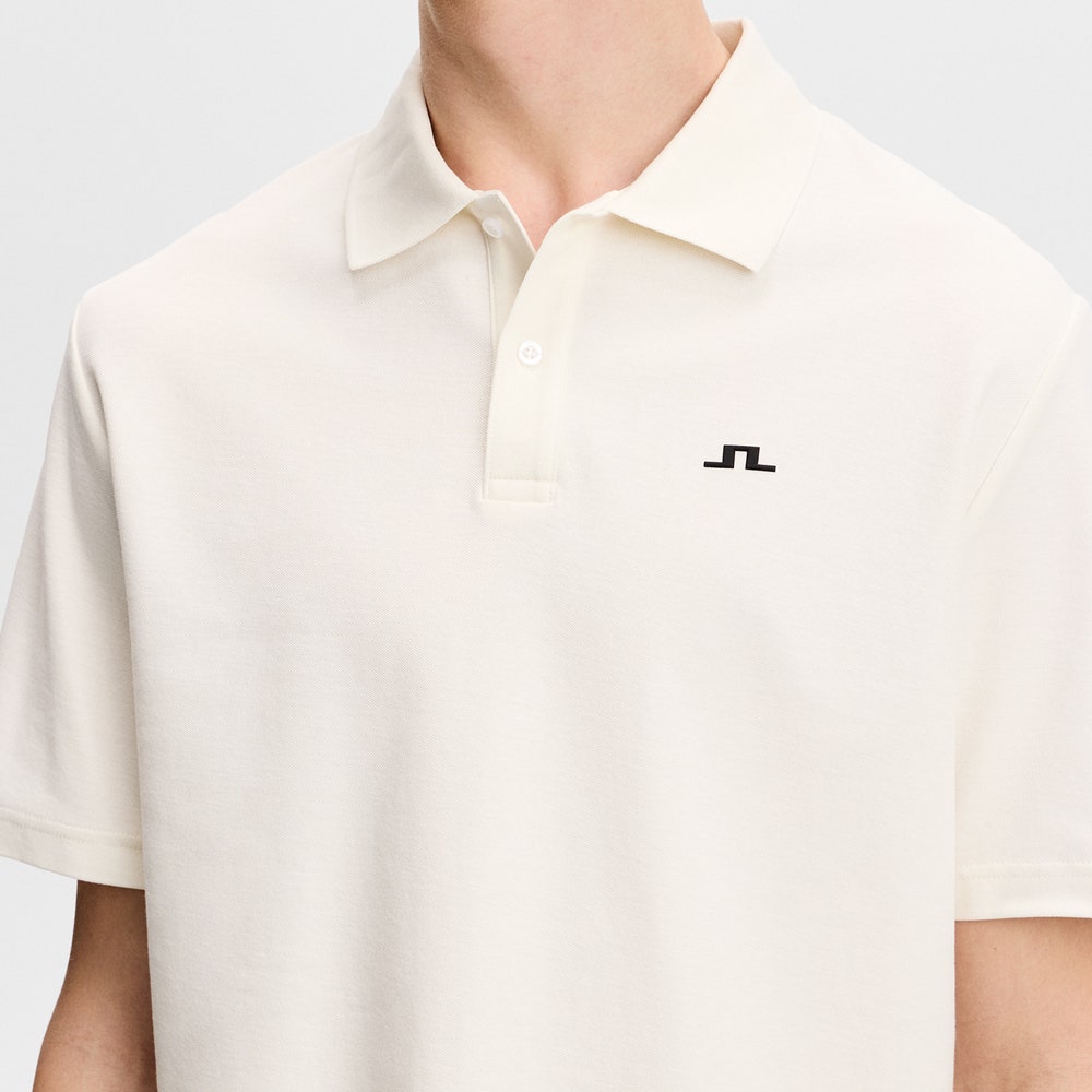 J.Lindeberg Golf Shirt - Trond Regular Fit Pique - Warm White SS26