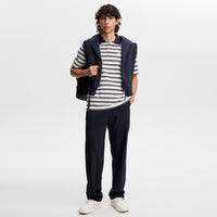 J.Lindeberg Golf Shirt - Trond Striped Pique Reg. Fit - JL Navy AW26