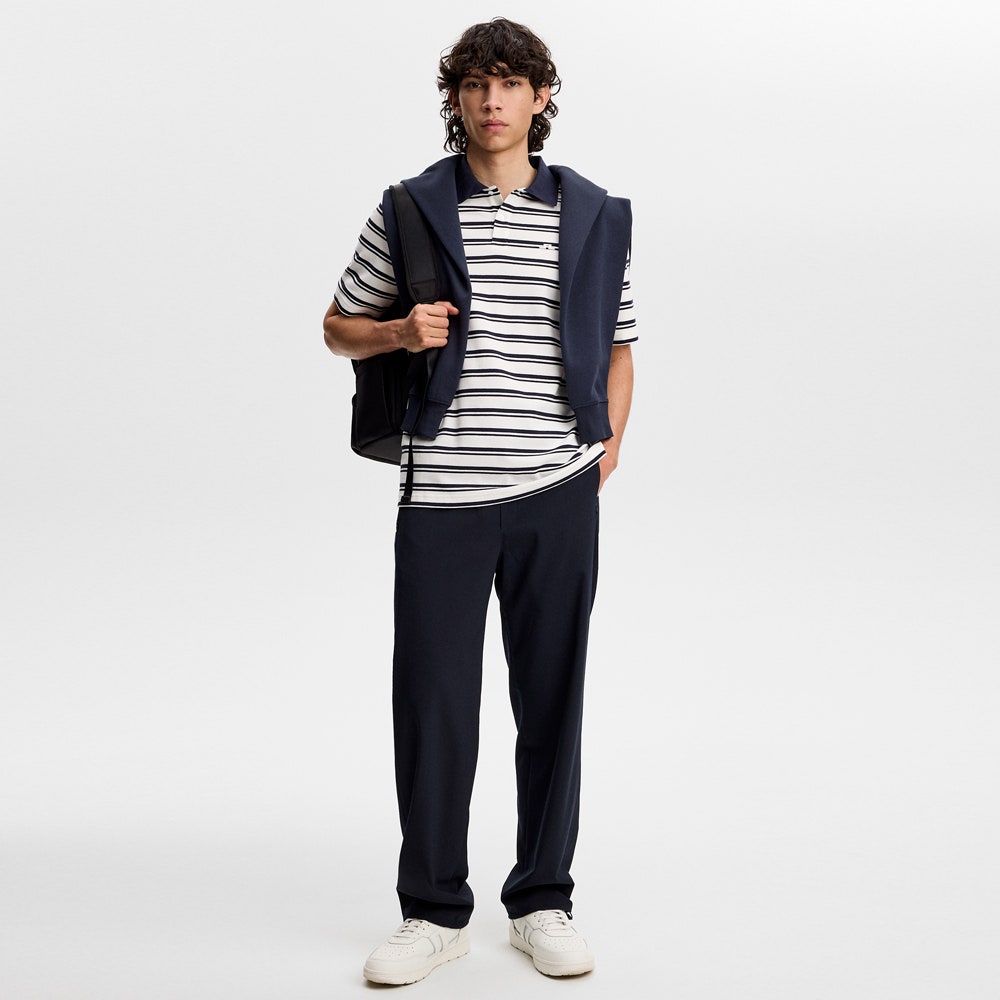 J.Lindeberg Golf Shirt - Trond Striped Pique Reg. Fit - JL Navy AW26
