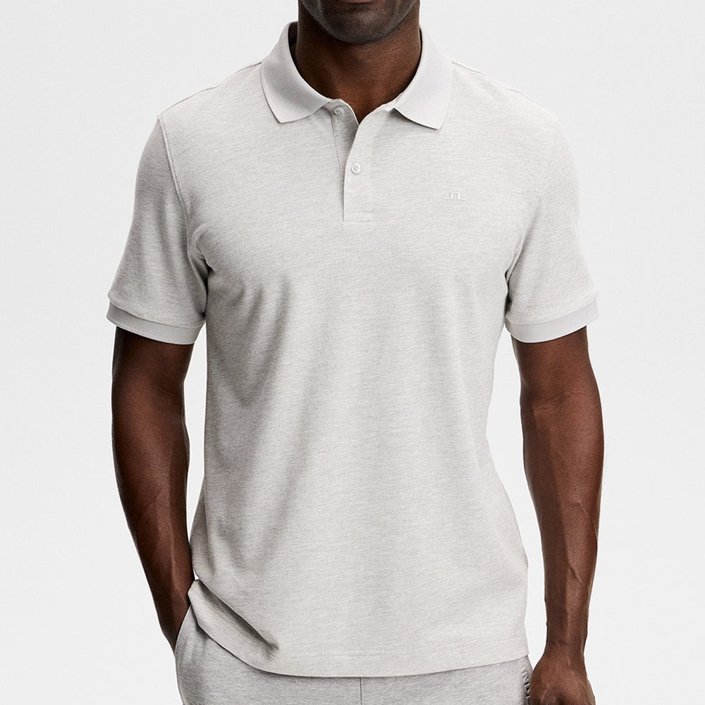 J.Lindeberg Golf Shirt - Verse Pique Reg. Fit - Light Grey Mel. AW26