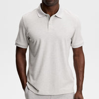 J.Lindeberg Golf Shirt - Verse Pique Reg. Fit - Light Grey Mel. AW26