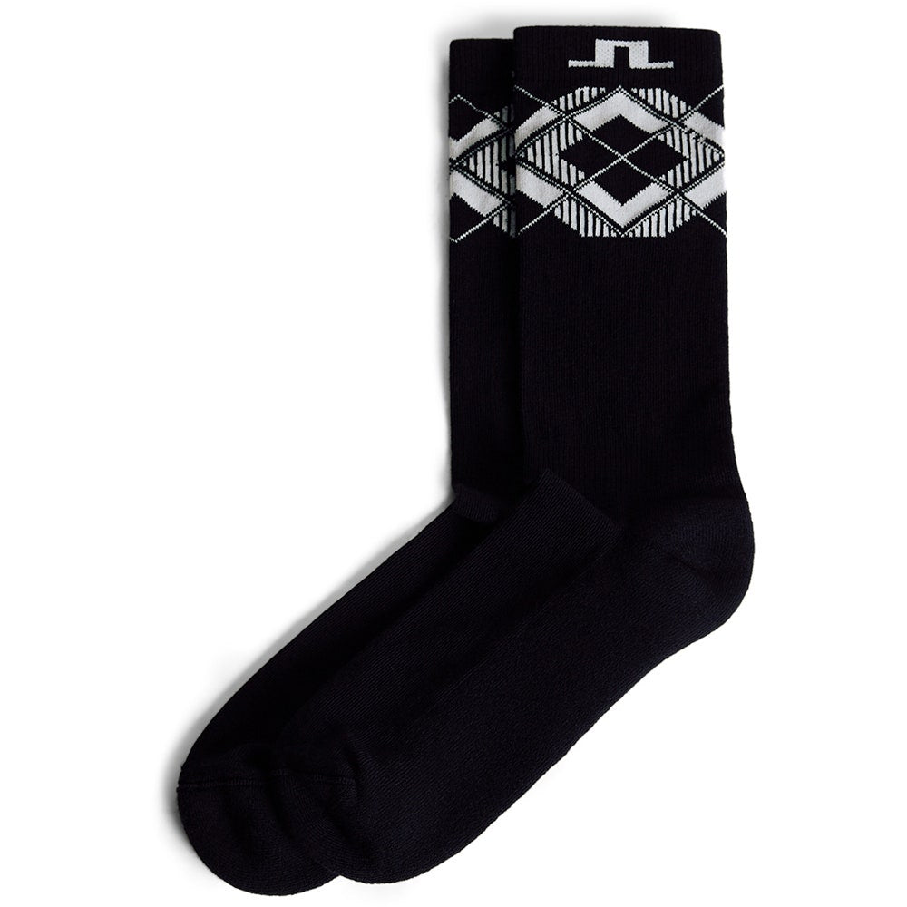 J.Lindeberg Golf Socks - 30Y Kameron Crew Length - Black Argyle SH26