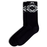 J.Lindeberg Golf Socks - 30Y Kameron Crew Length - Black Argyle SH26