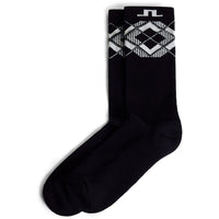 J.Lindeberg Golf Socks - 30Y Kameron Crew Length - Black Argyle SH26