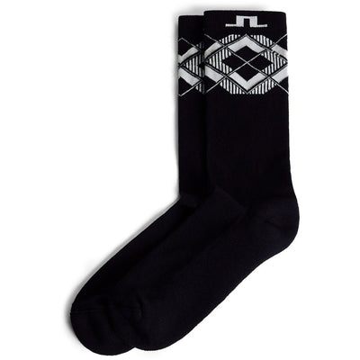 J.Lindeberg Golf Socks - 30Y Kameron Crew Length - Black Argyle SH26