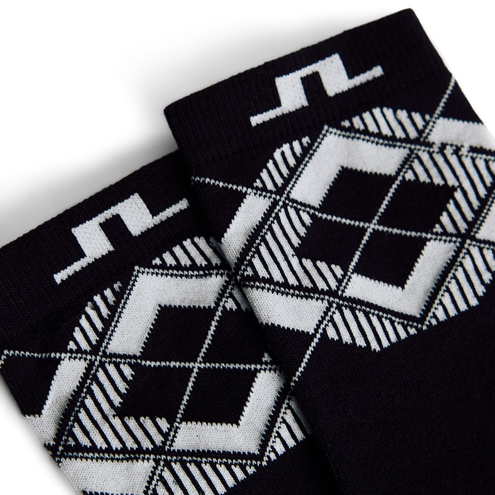 J.Lindeberg Golf Socks - 30Y Kameron Crew Length - Black Argyle SH26