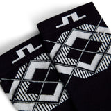 J.Lindeberg Golf Socks - 30Y Kameron Crew Length - Black Argyle SH26