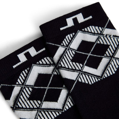 J.Lindeberg Golf Socks - 30Y Kameron Crew Length - Black Argyle SH26