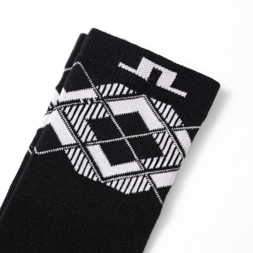 J.Lindeberg Golf Socks - 30Y Kameron Crew Length - Black Argyle SH26