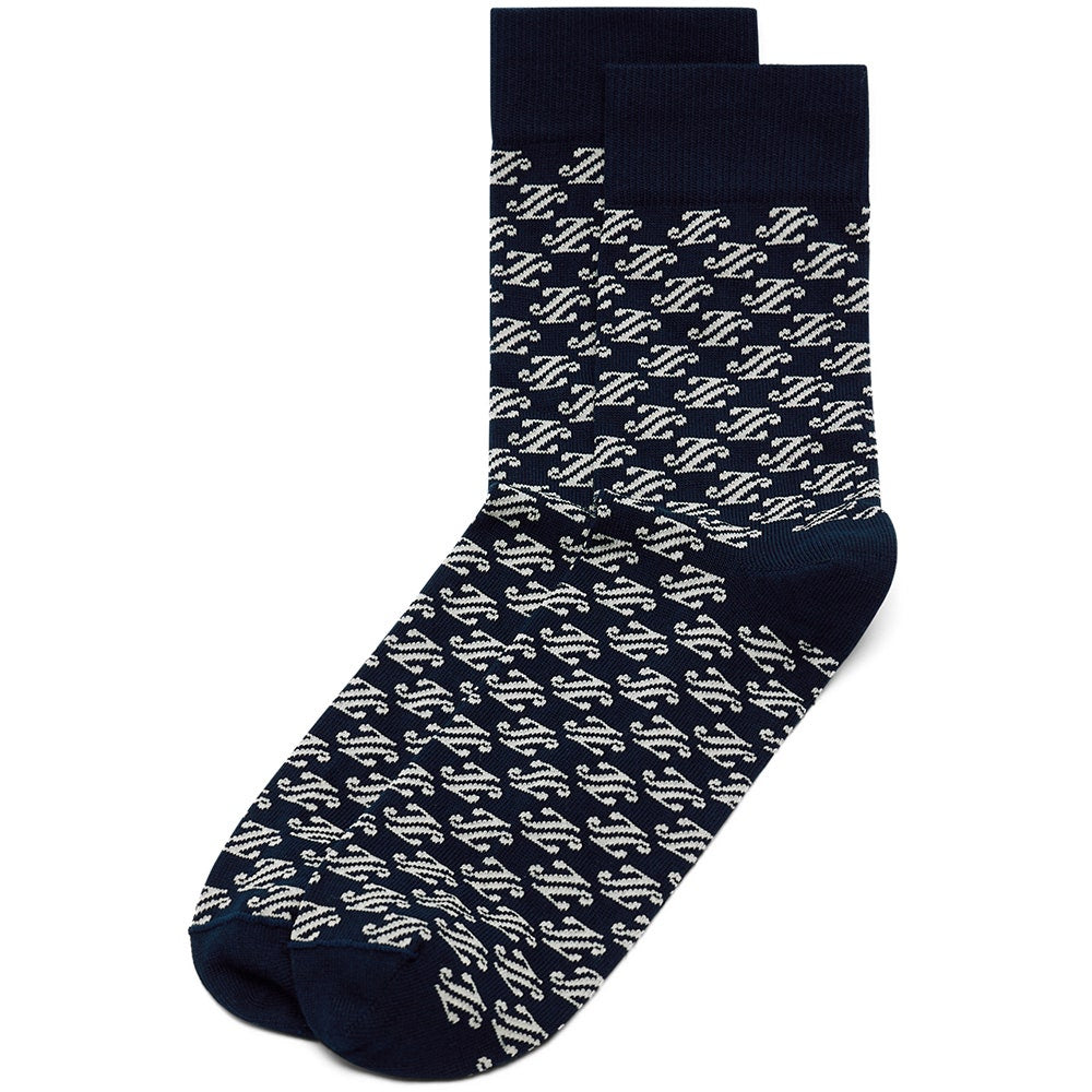 J.Lindeberg Golf Socks - Haugton Jacquard Crew - JL Navy AW26