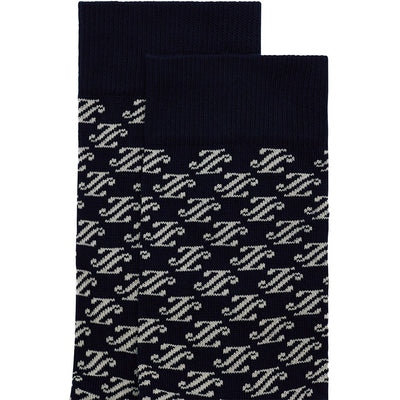J.Lindeberg Golf Socks - Haugton Jacquard Crew - JL Navy AW26