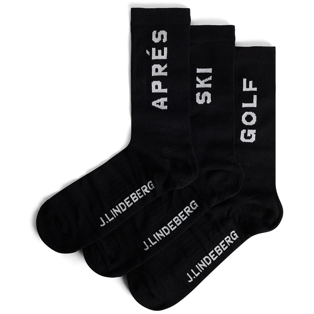 J.Lindeberg Golf Socks - Miles Après Golf - 3 Pack Black PS26