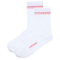 J.Lindeberg Golf Socks - Stratton Golf Sock - White - Flamingo SS26