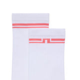 J.Lindeberg Golf Socks - Stratton Golf Sock - White - Flamingo SS26