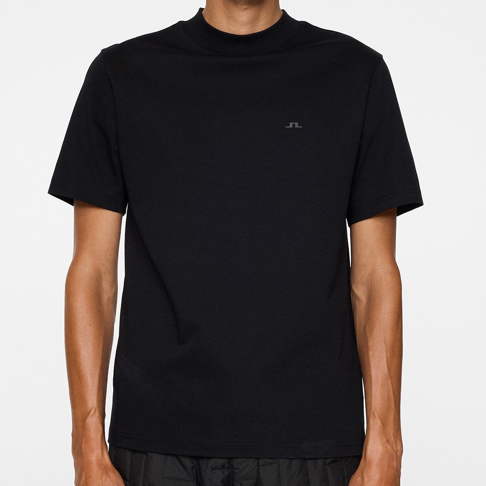 J.Lindeberg Golf T-Shirt - Ace Mock Neck Tee - Black AW25