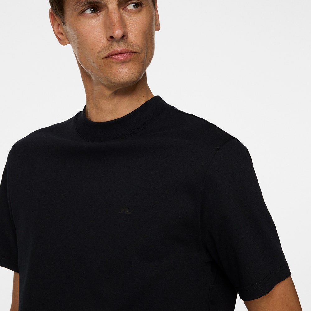 J.Lindeberg Golf T-Shirt - Ace Mock Neck Tee - Black AW25