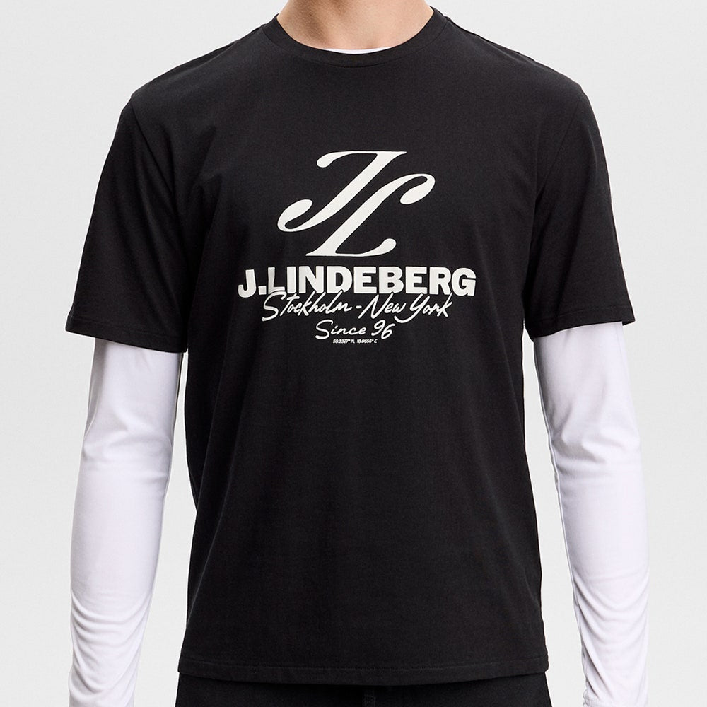 J.Lindeberg Golf T-Shirt - Alpha Stockholm Graphic Tee - Black AW26