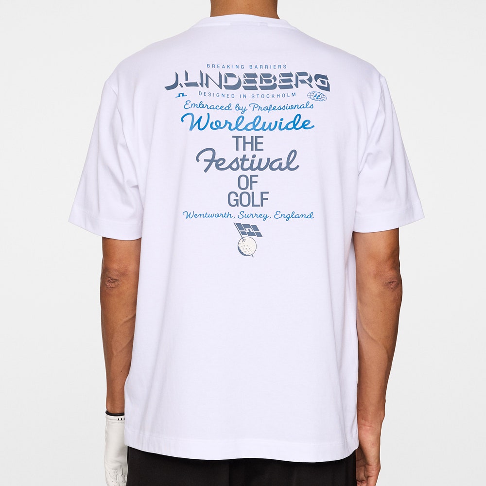 J.Lindeberg Golf T-Shirt - Billy Festival Tee DPWT - White AW25