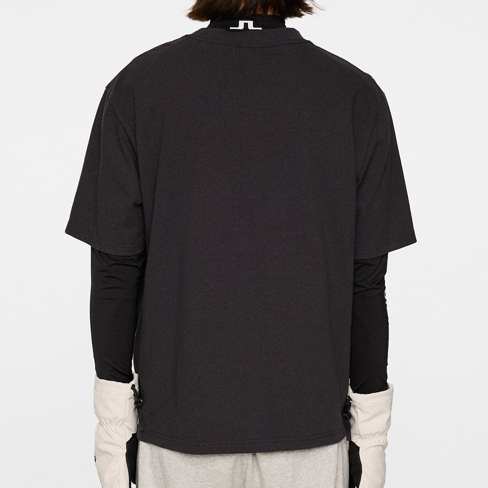 J.Lindeberg Golf T-Shirt - Hale Après Golf Tee - Black Charcoal PS26