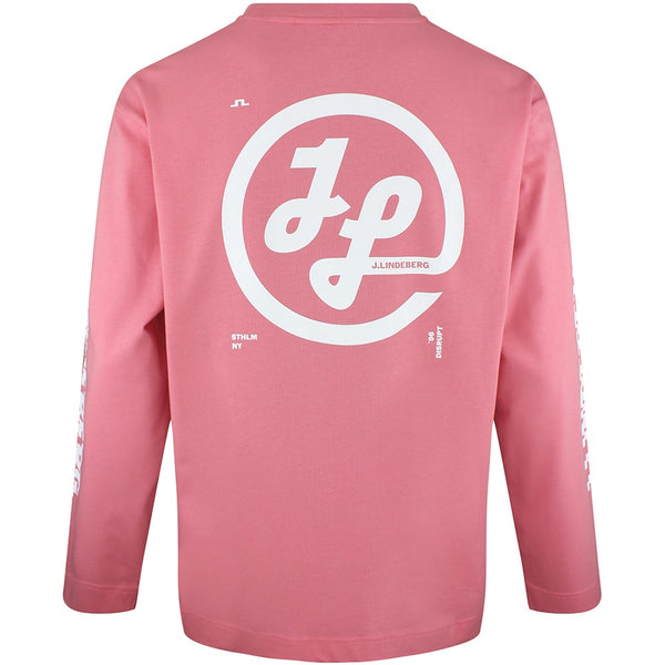 J.Lindeberg Golf T-Shirt - Walsh LS Print Tee - Flamingo Plume SS26